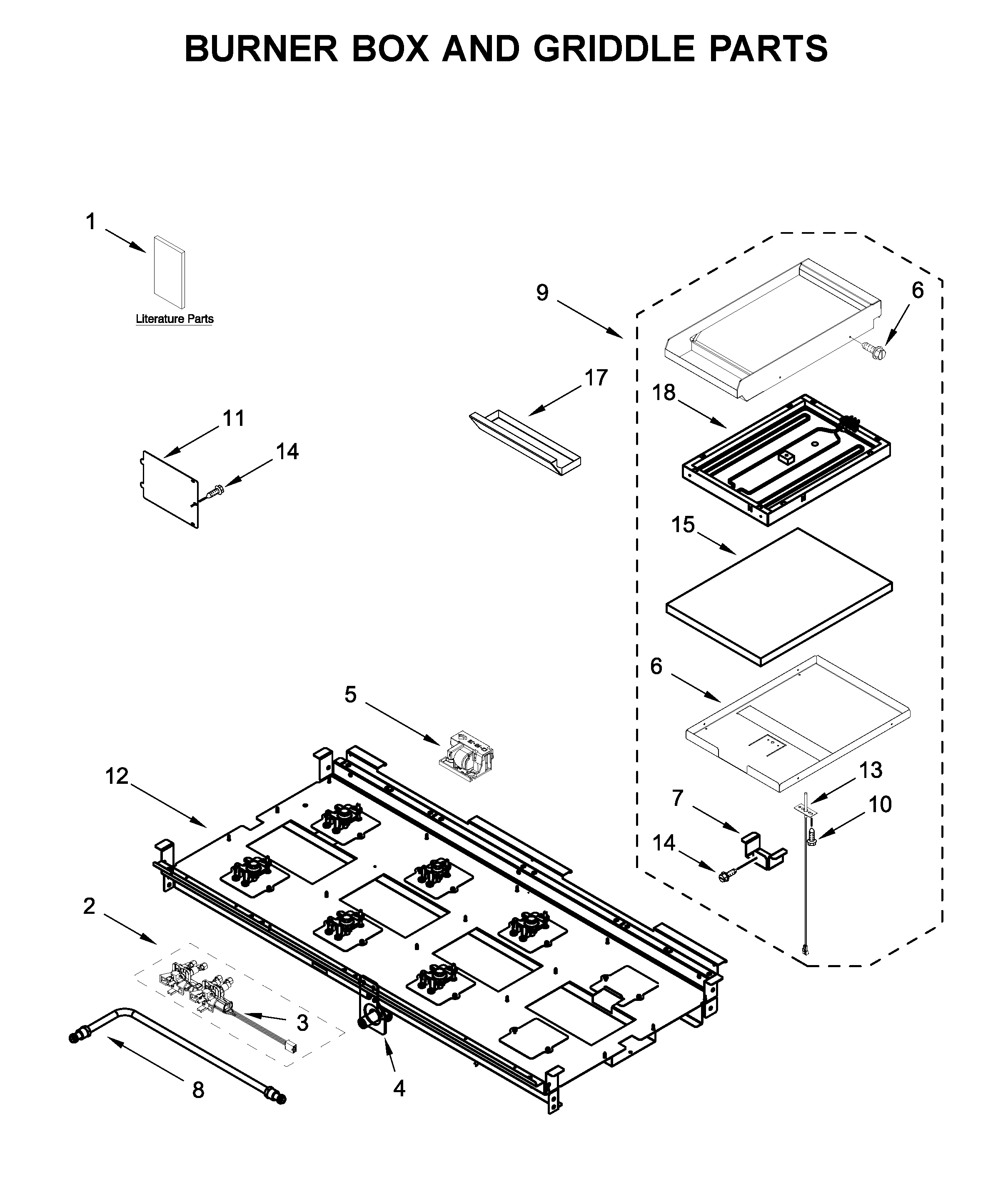 BURNER BOX AND GRIDDLE PARTS