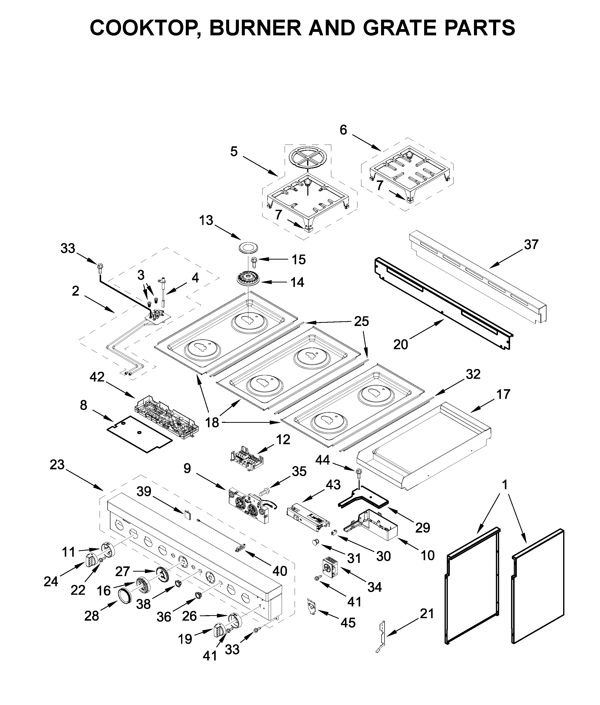 COOKTOP, BURNER AND GRATE PARTS