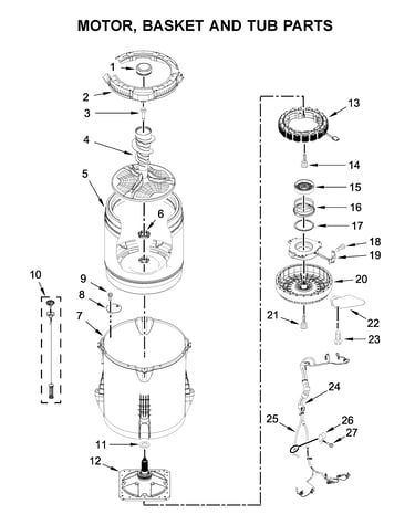 Motor, basket and tub parts