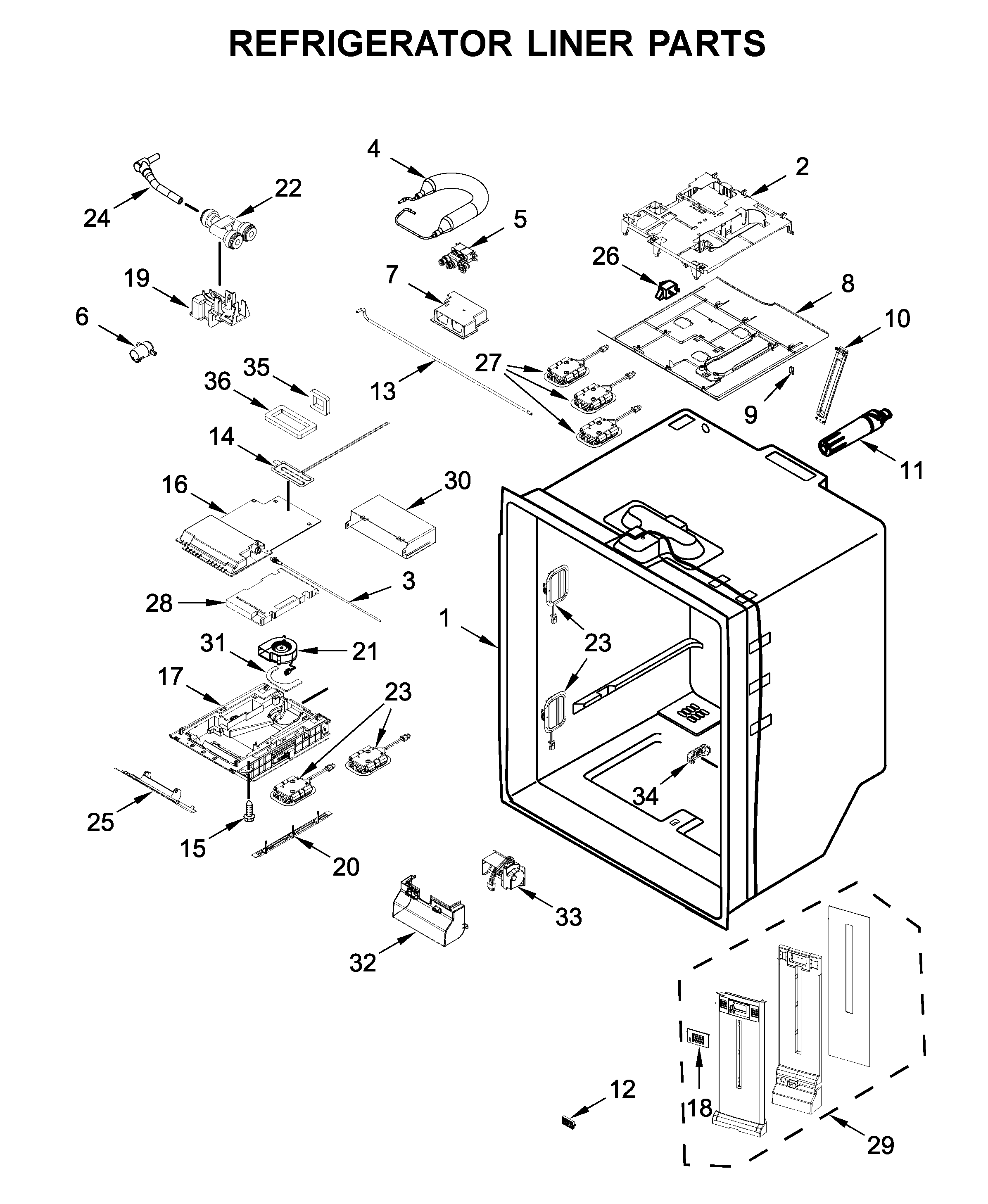 Refrigerator liner parts