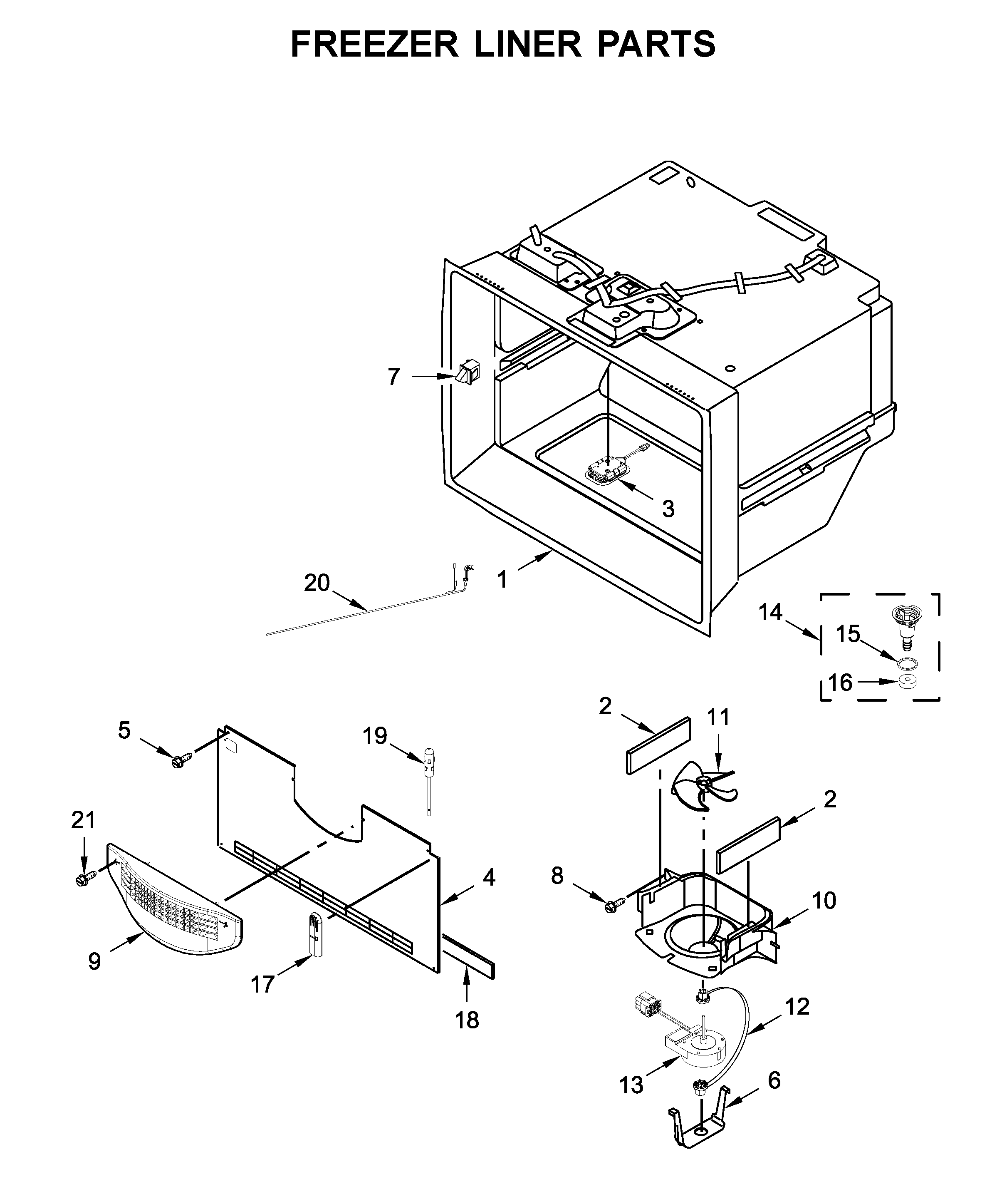 Freezer liner parts