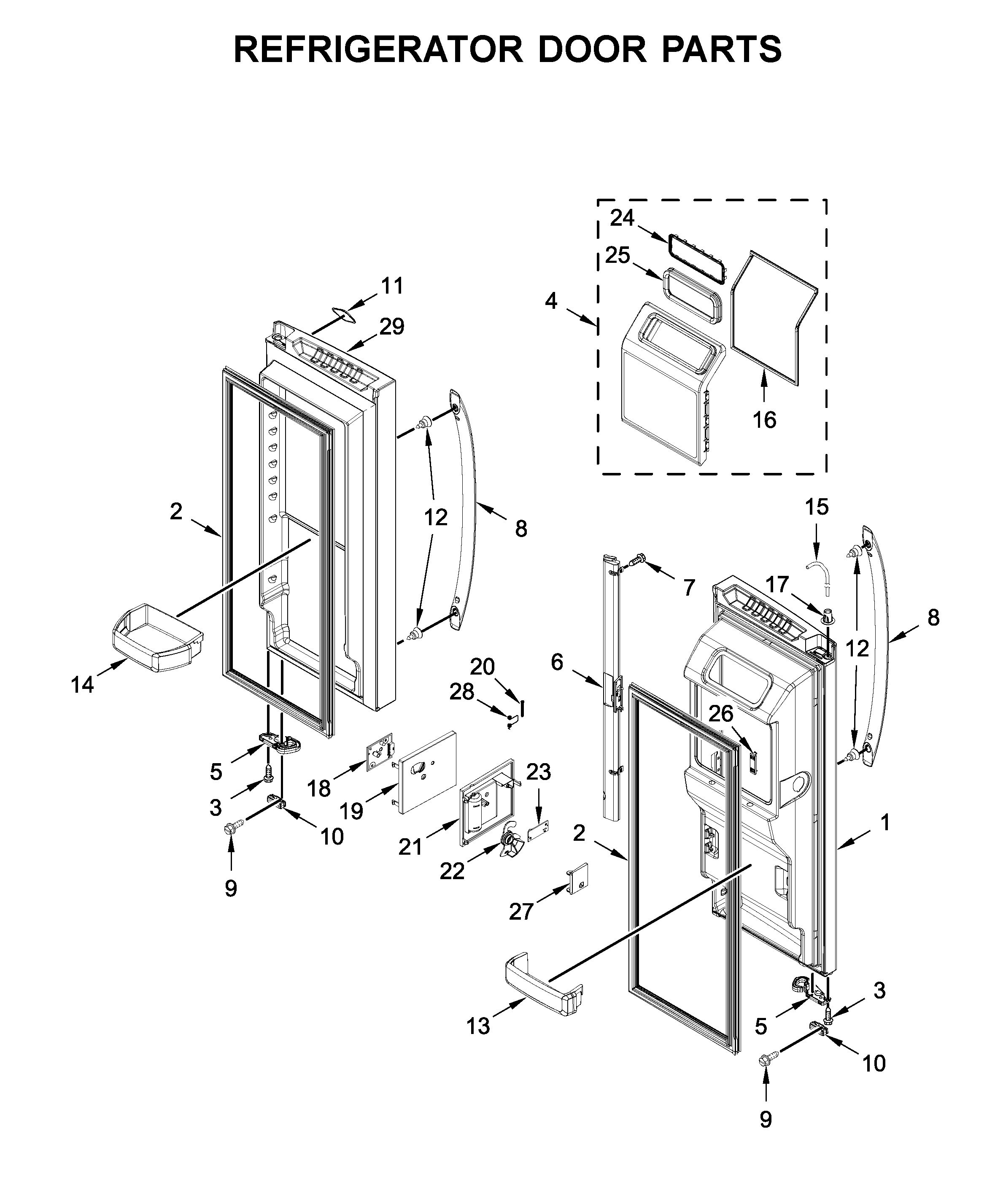Refrigerator door parts