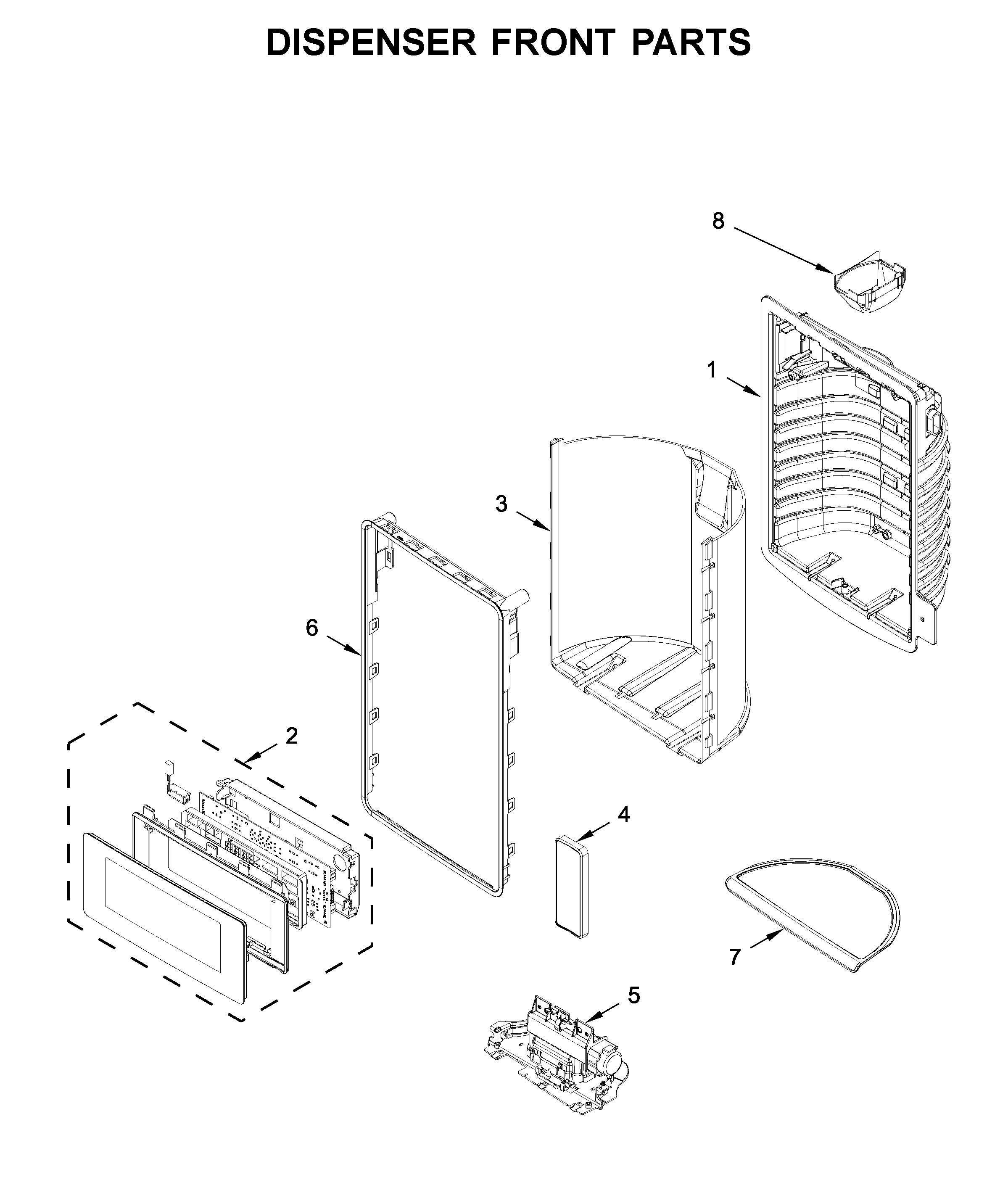 Dispenser front parts