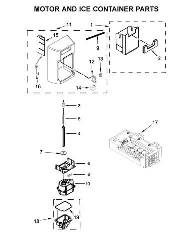 Motor and ice container parts