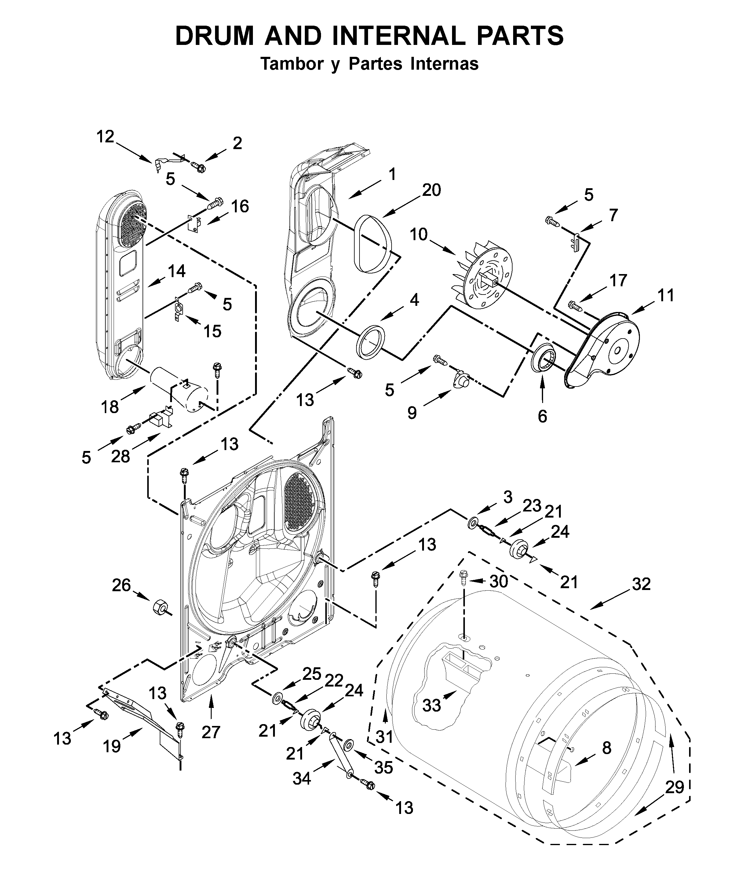 Drum and internal parts
