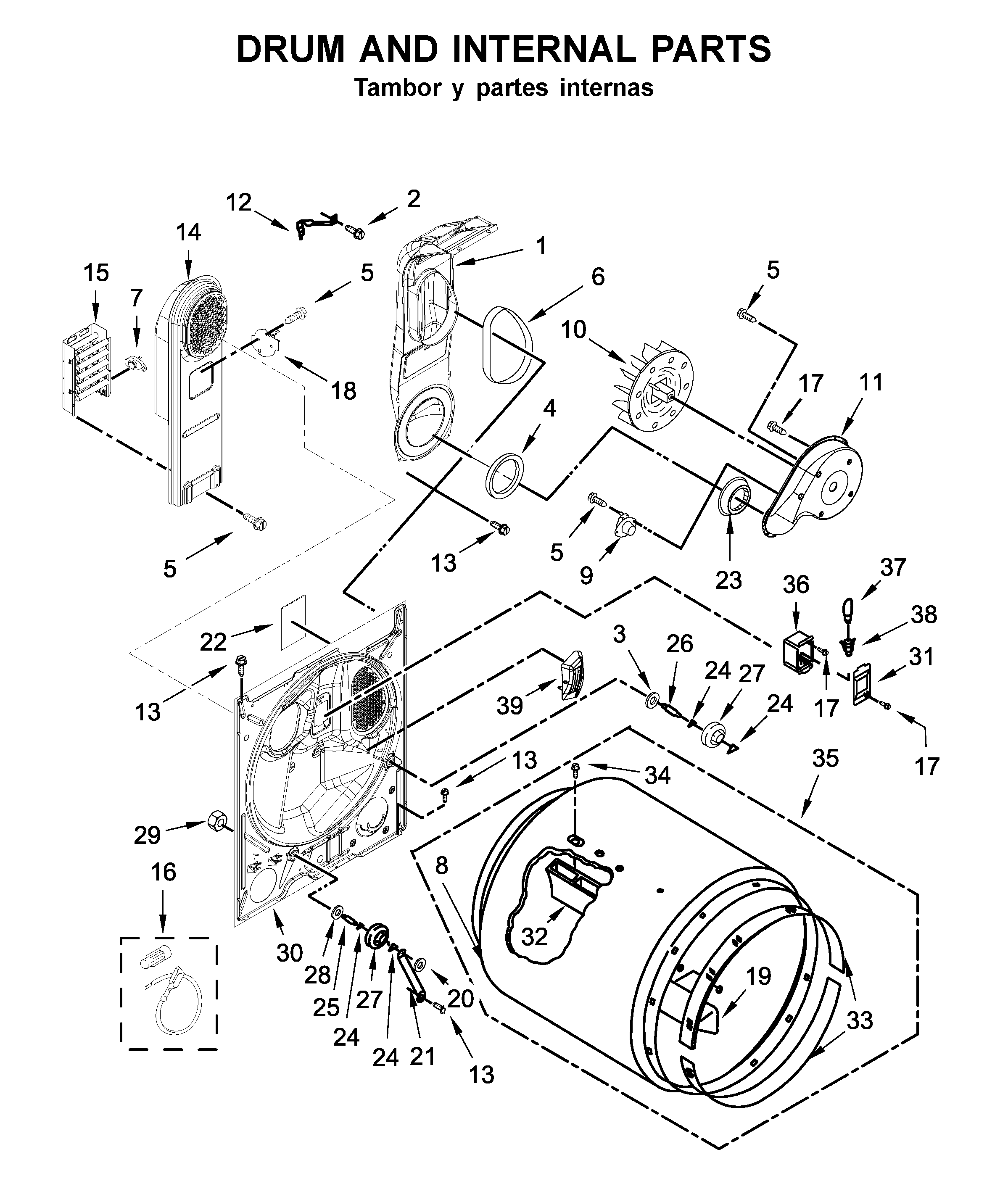Drum and internal parts
