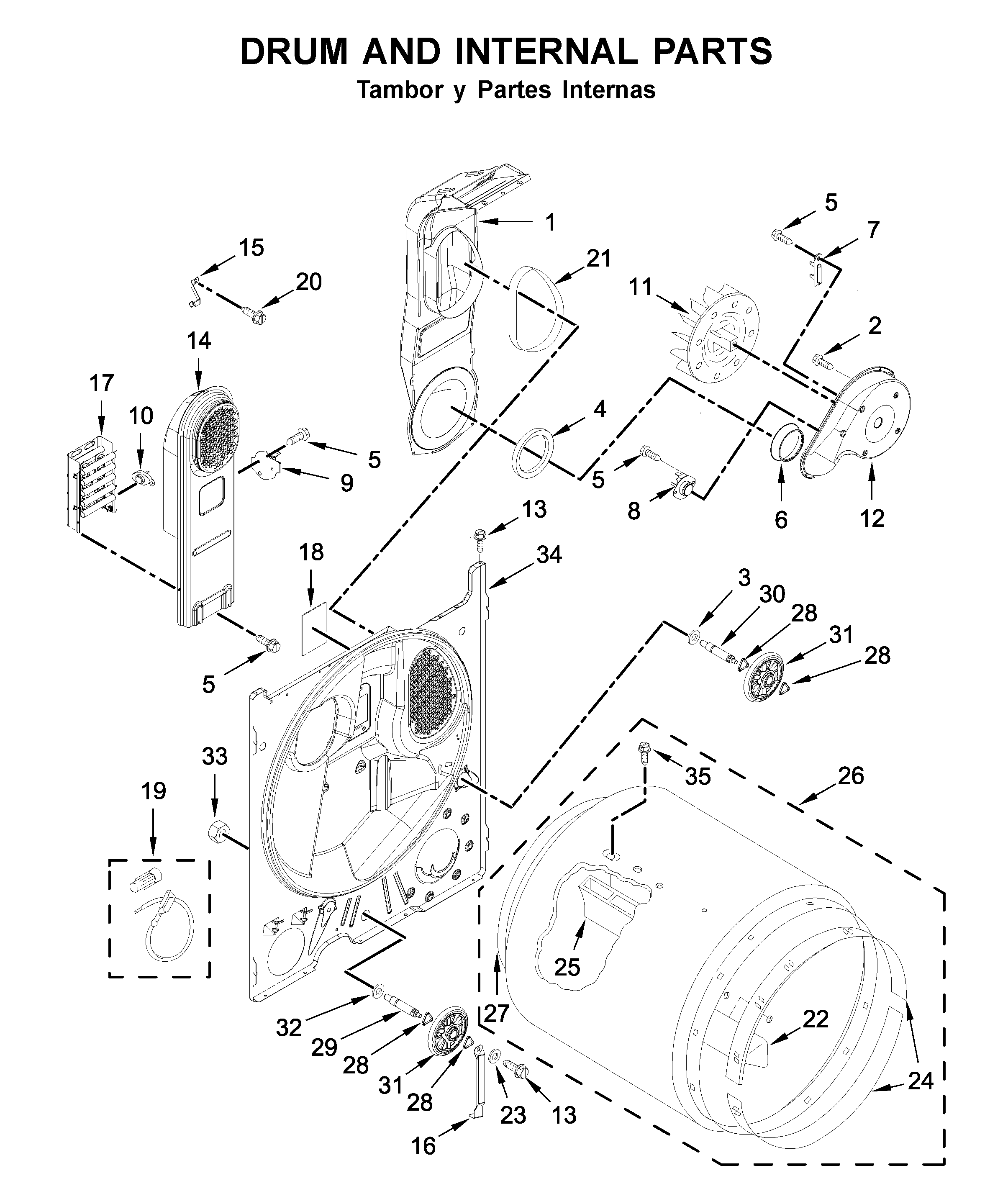 DRUM AND INTERNAL PARTS