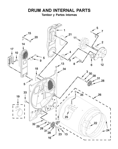 Drum and internal parts