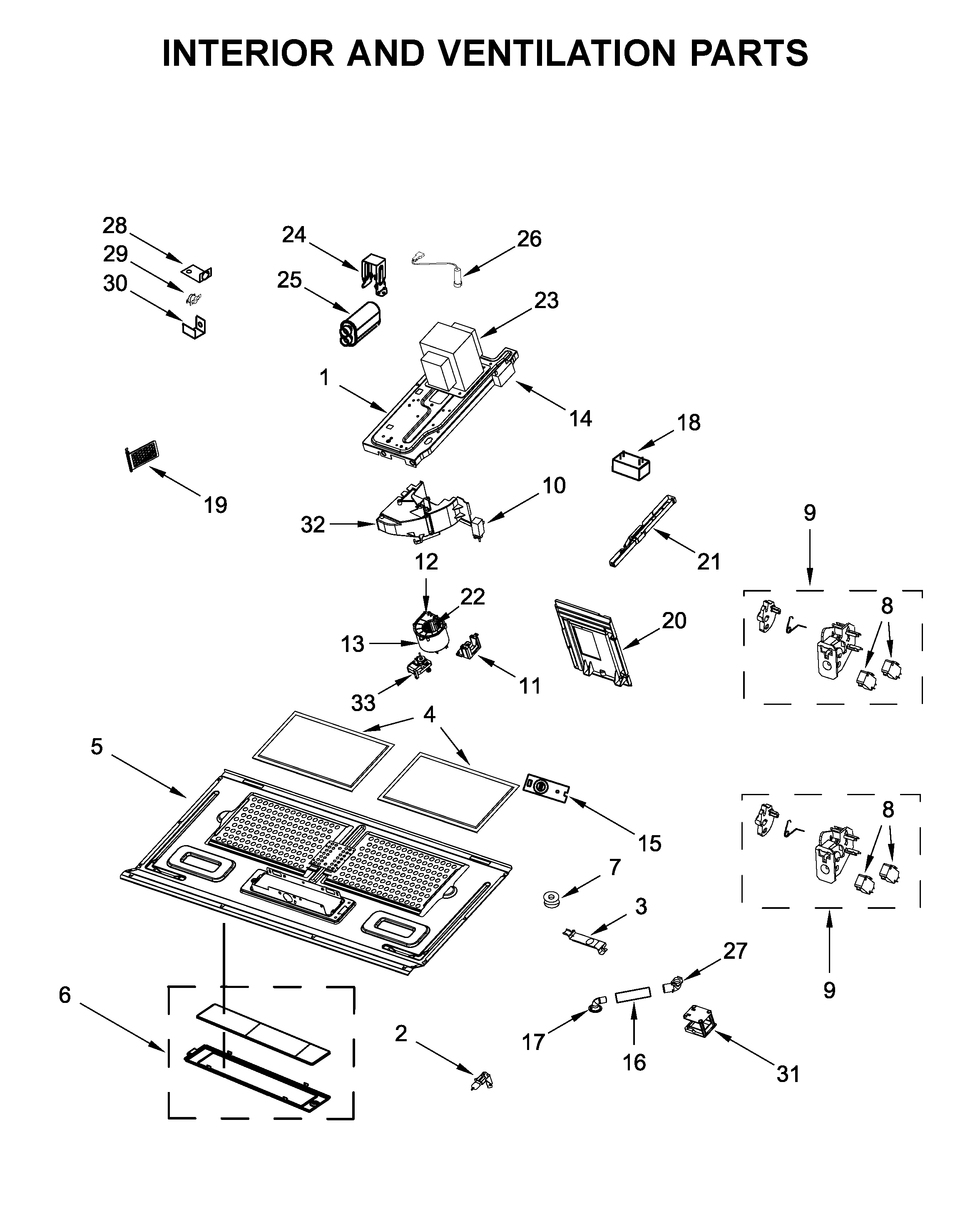Interior and ventilation parts