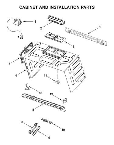 Cabinet and installation parts