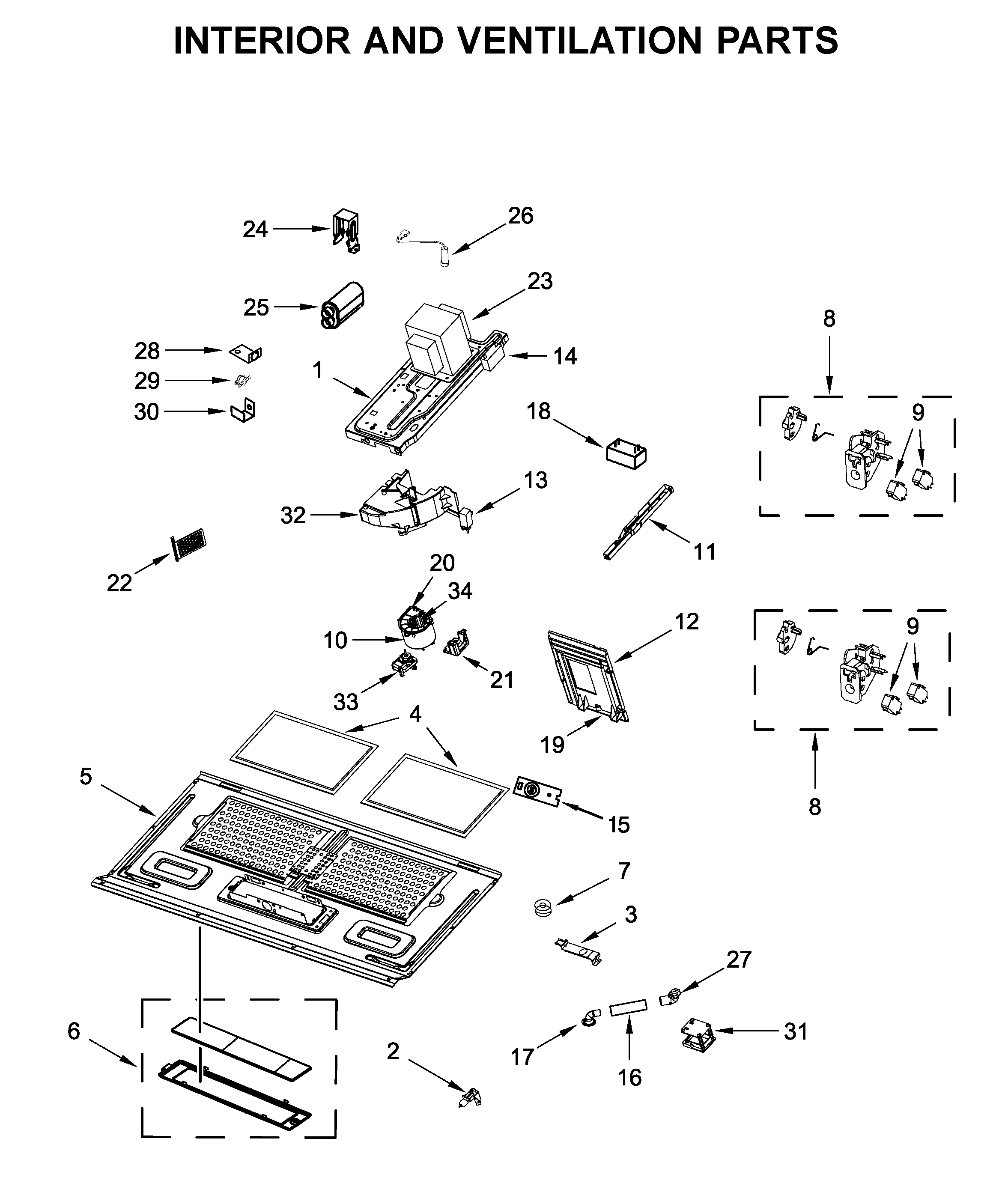 Interior and ventilation parts