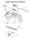 Cabinet and installation parts