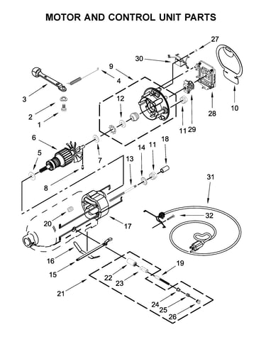 Motor and control unit parts