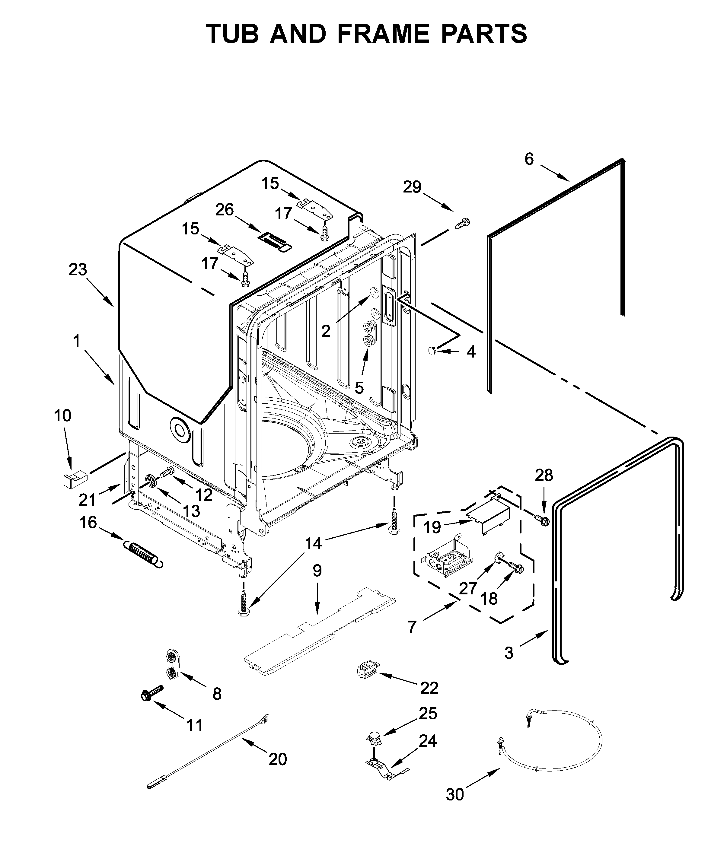 TUB AND FRAME PARTS