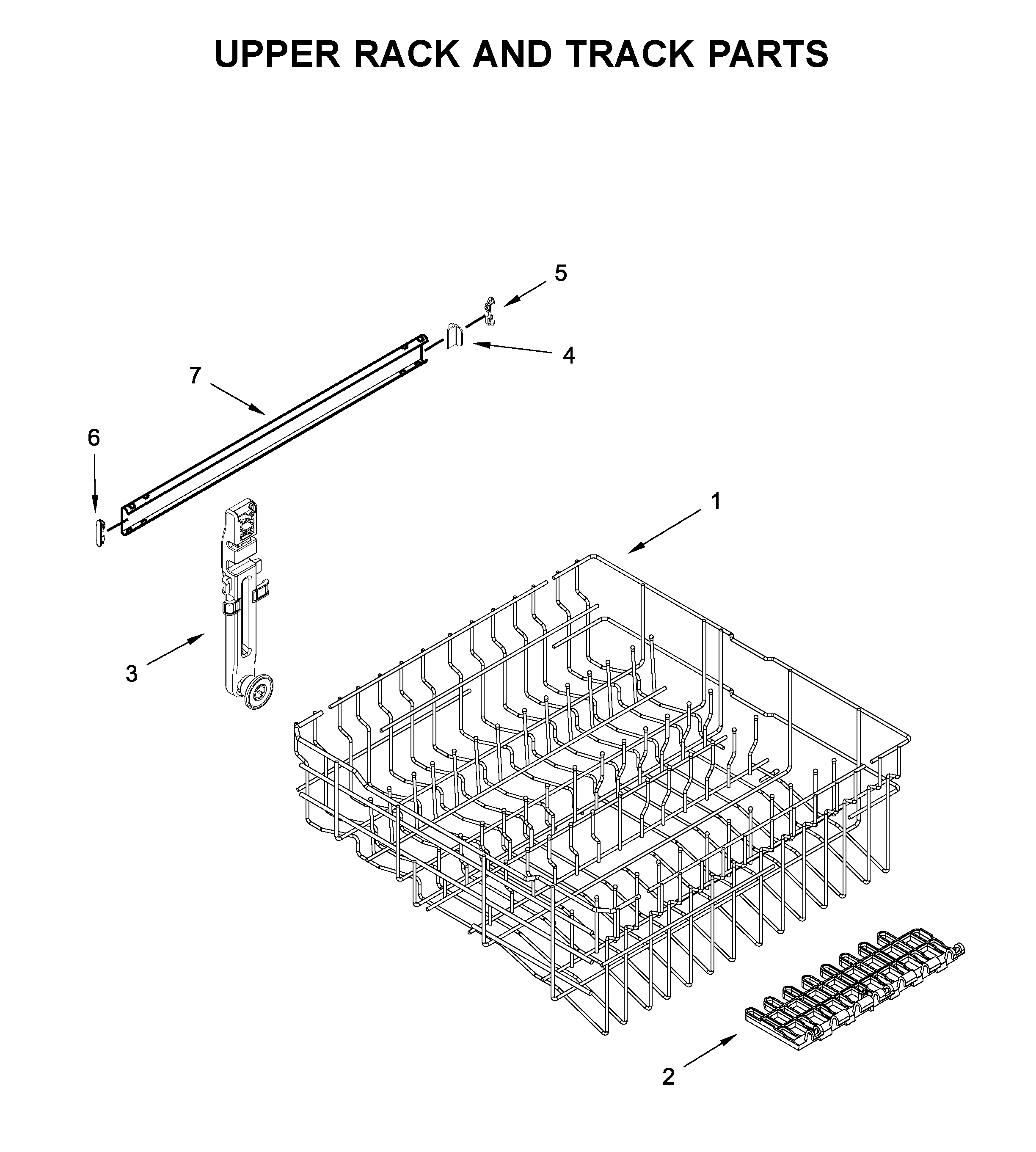 Upper rack and track parts