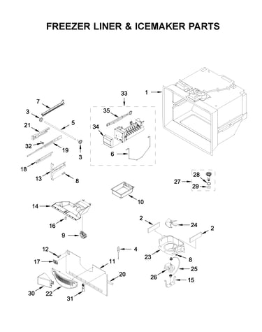 Freezer liner & icemaker parts