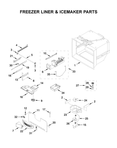 Freezer liner & icemaker parts
