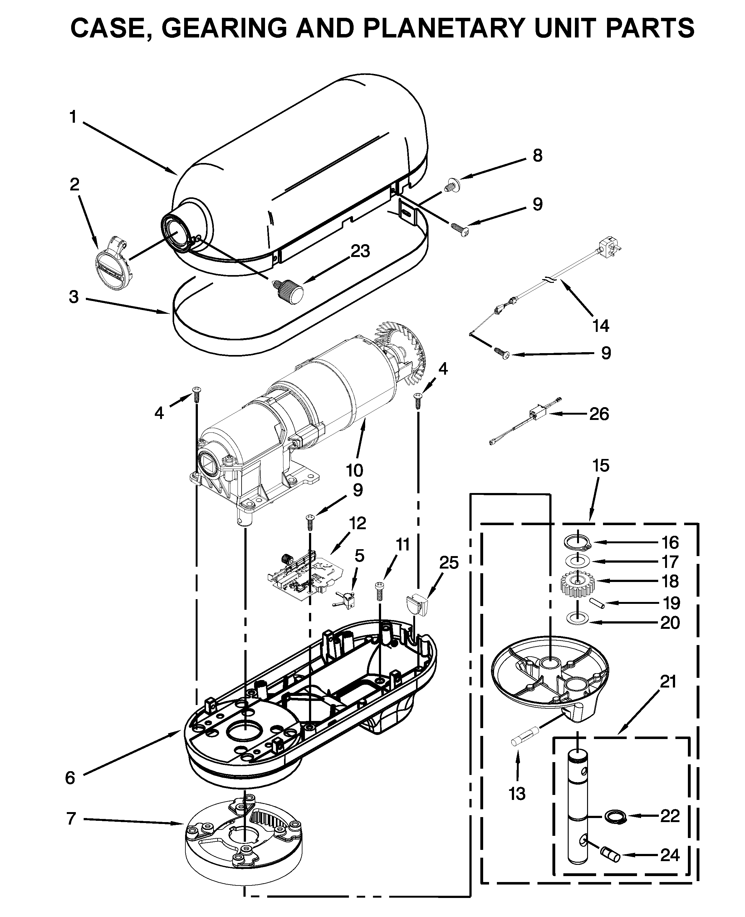 CASE, GEARING AND PLANETARY UNIT PARTS