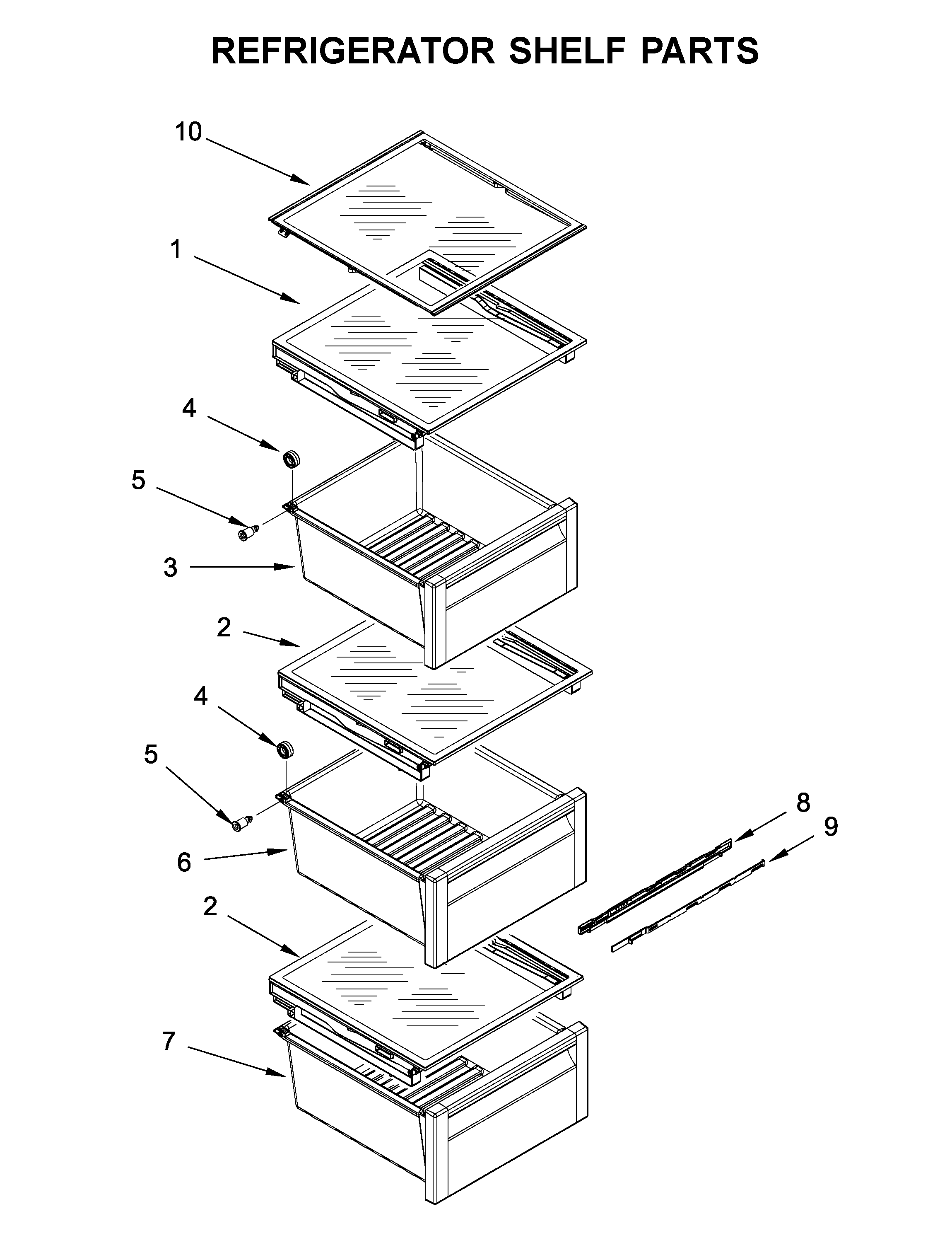Refrigerator shelf parts