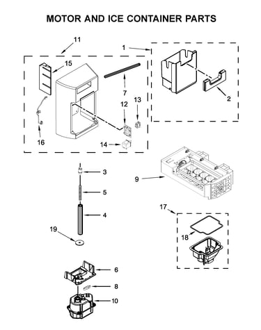 Motor and ice container parts
