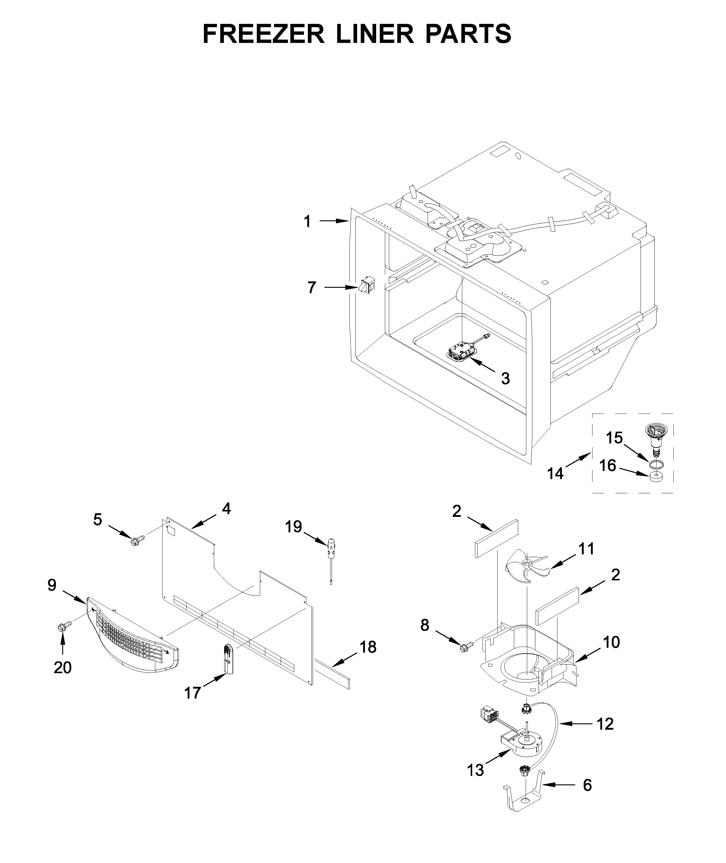 Freezer liner parts