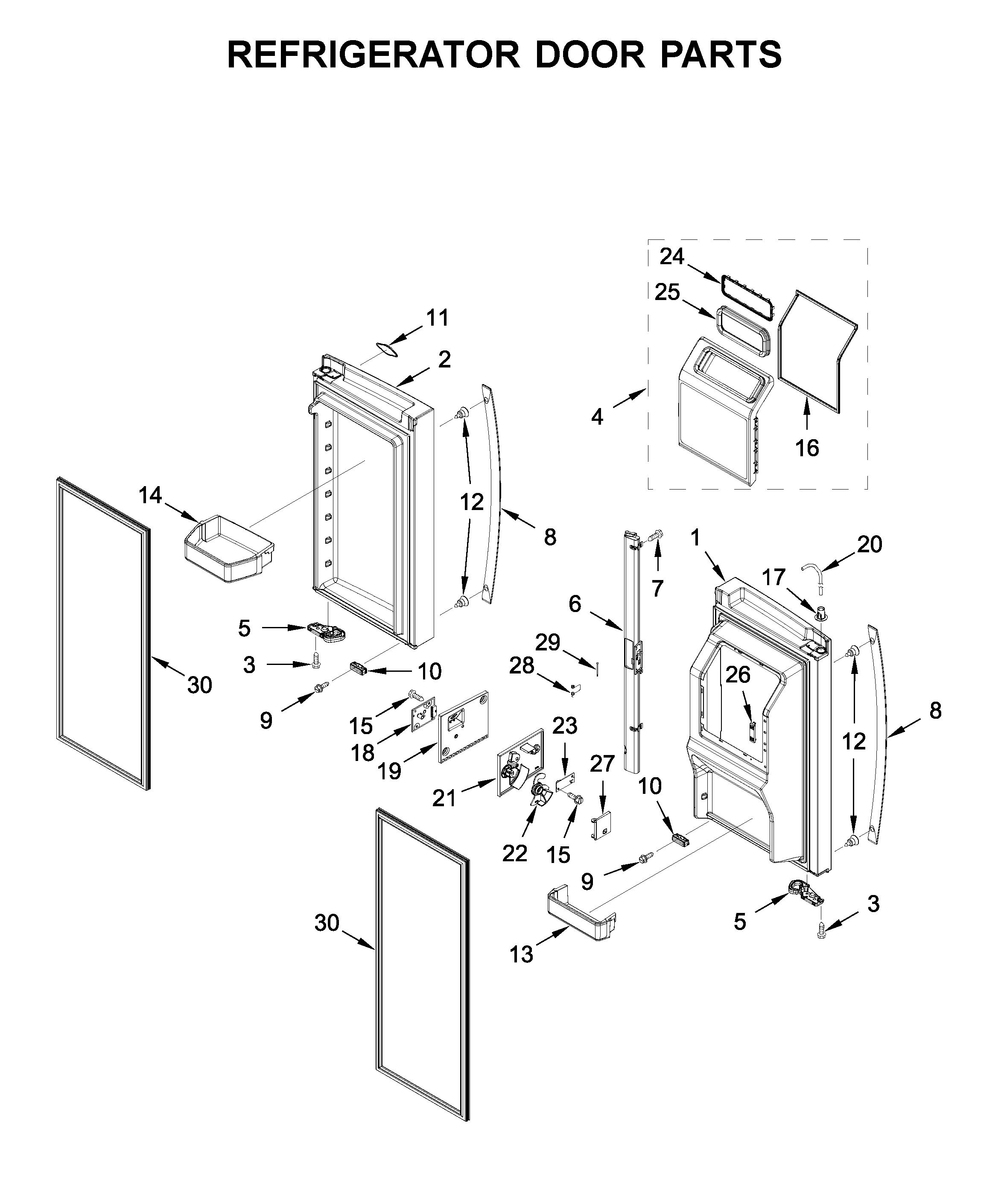 Refrigerator door parts