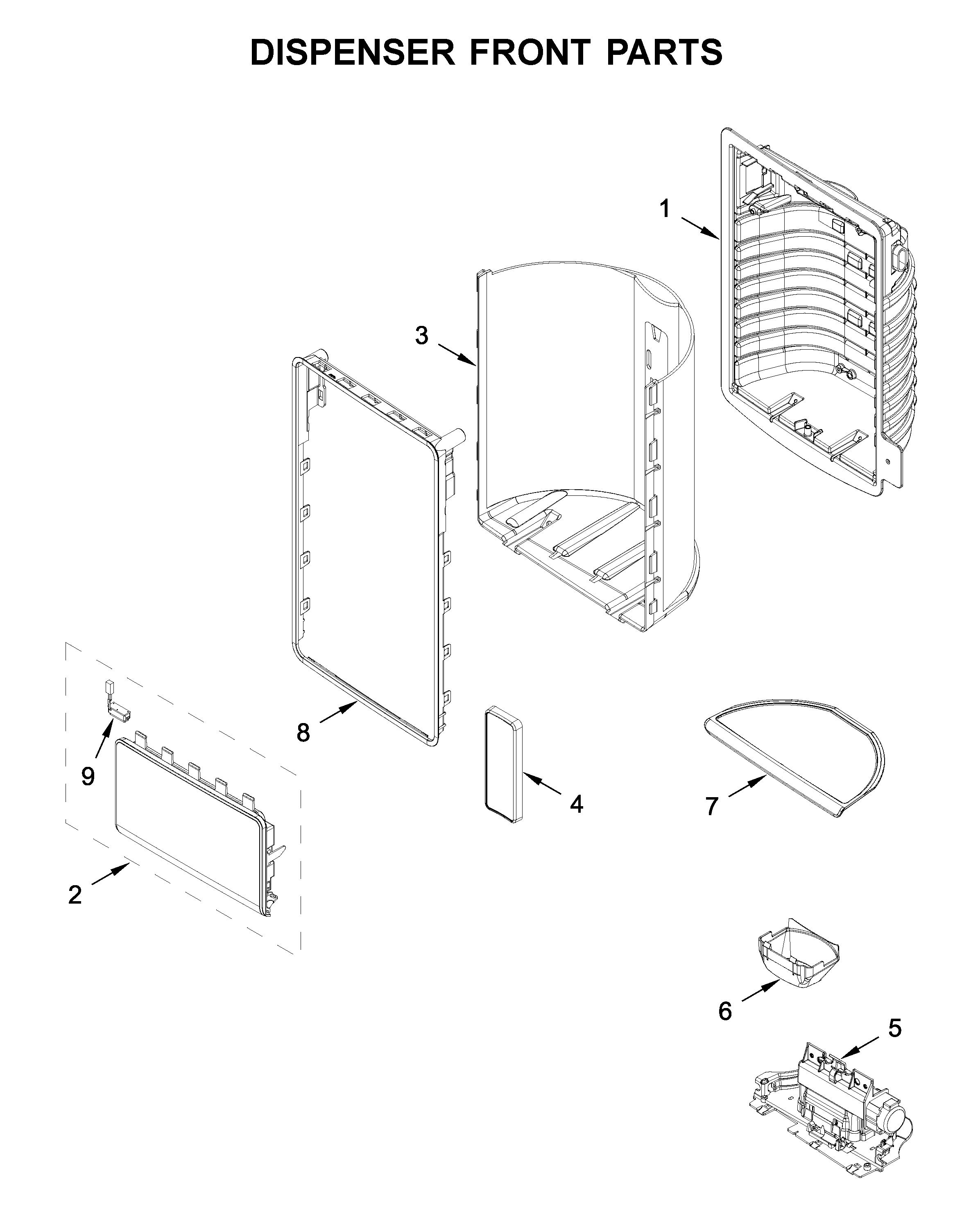 Dispenser front parts