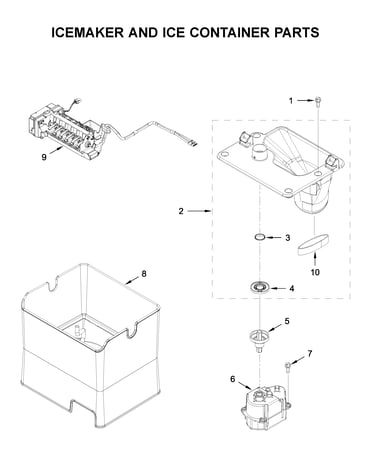 Icemaker and ice container parts