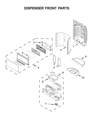Dispenser front parts