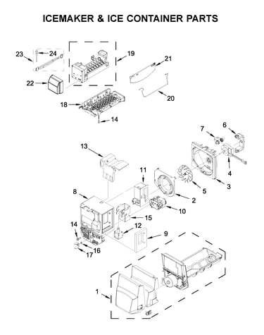 Icemaker & ice container parts