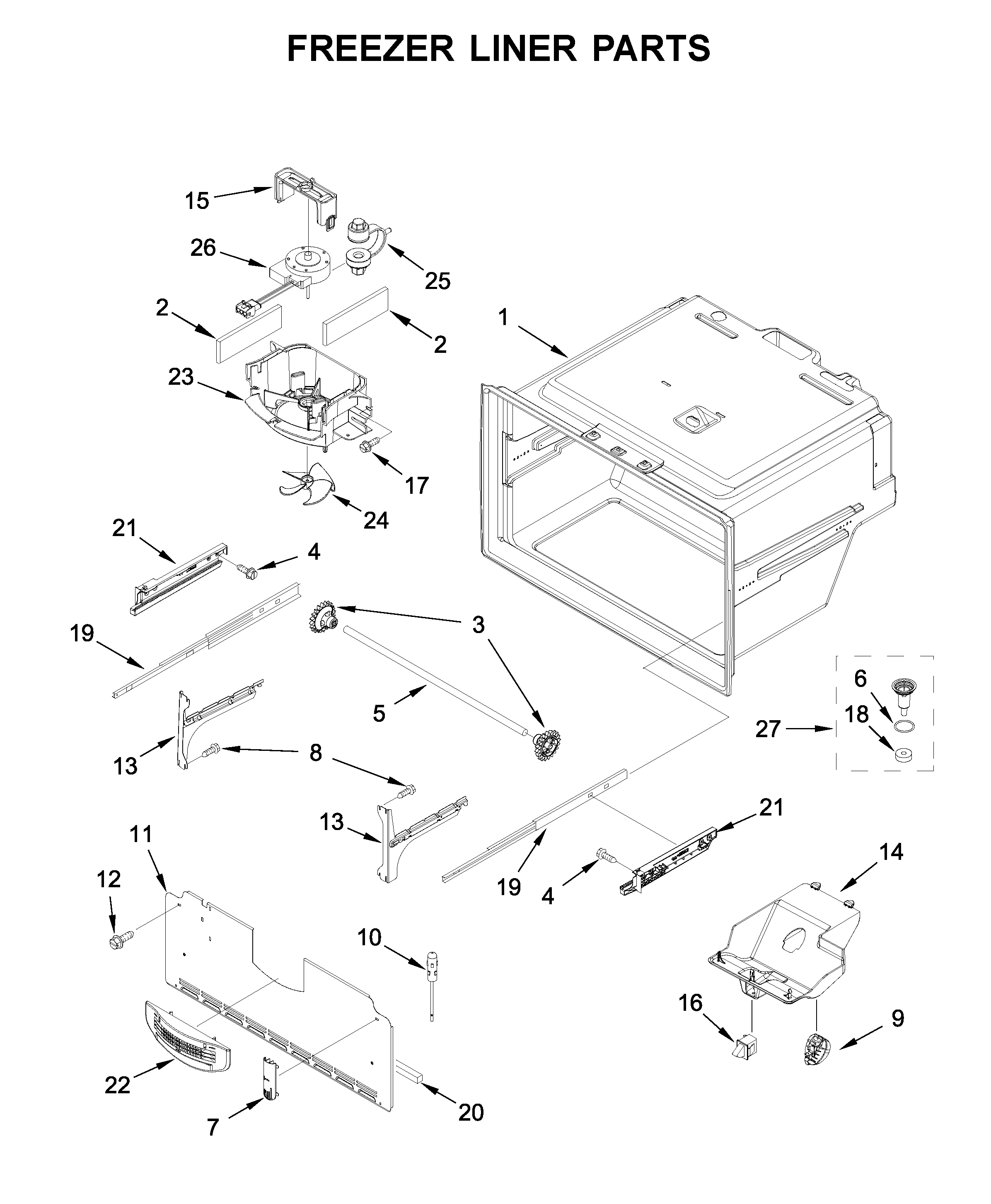 Freezer liner parts