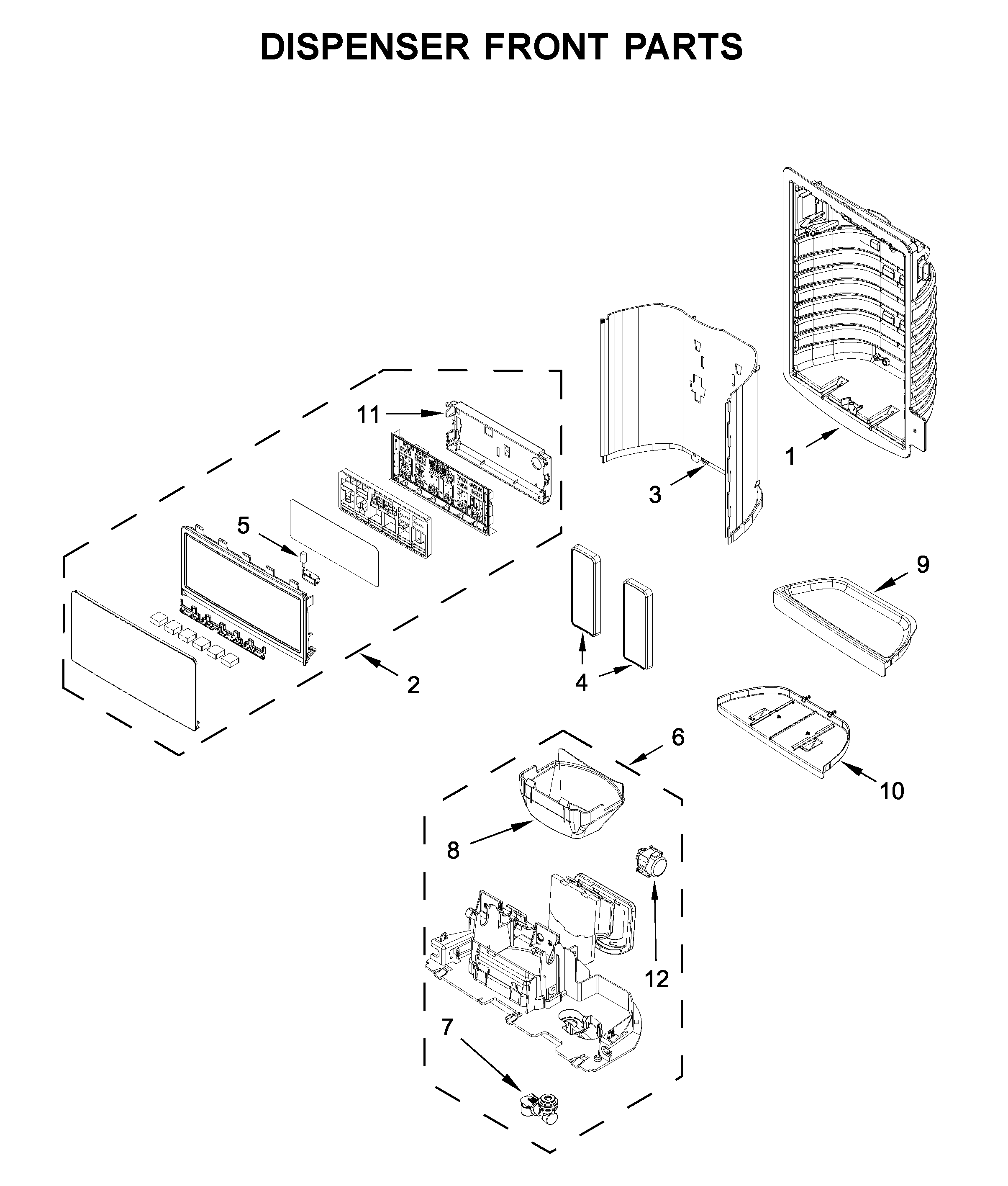 Dispenser front parts