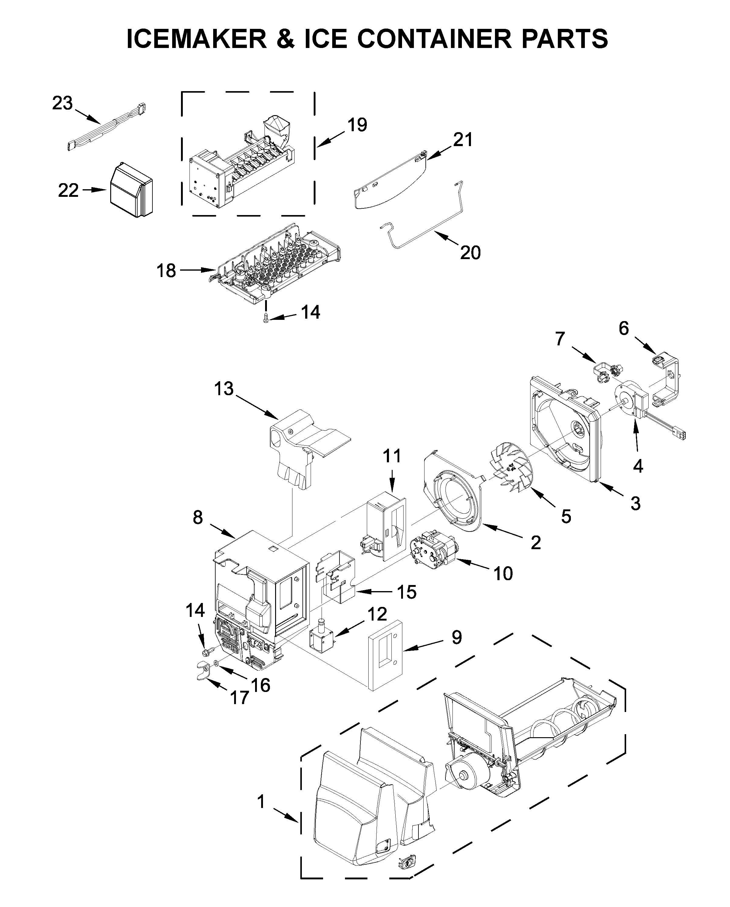 Icemaker & ice container parts