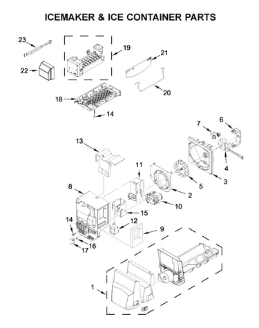 Icemaker & ice container parts