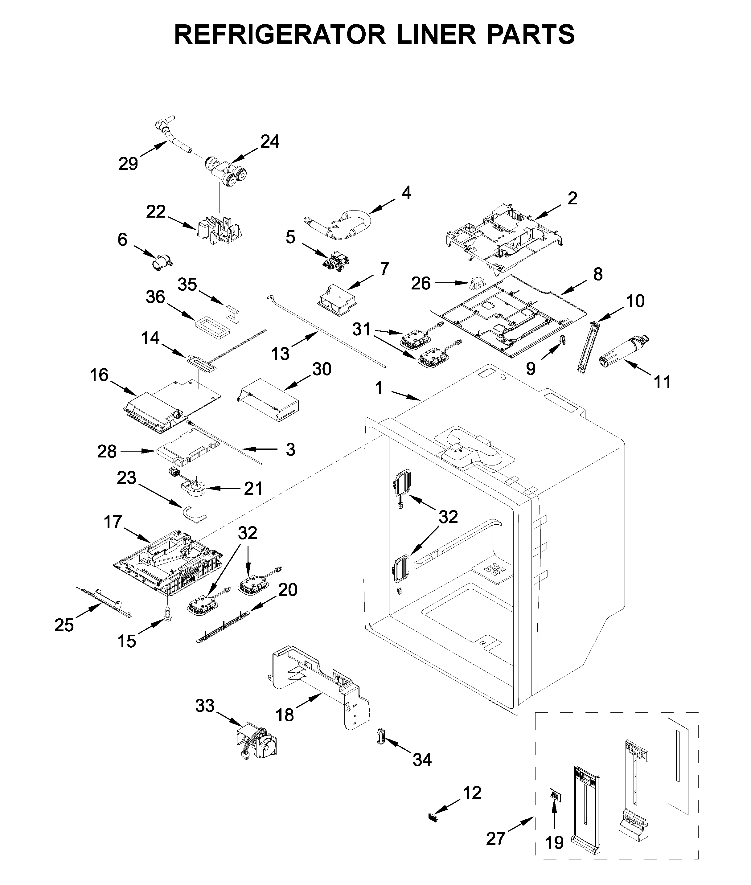 Refrigerator liner parts