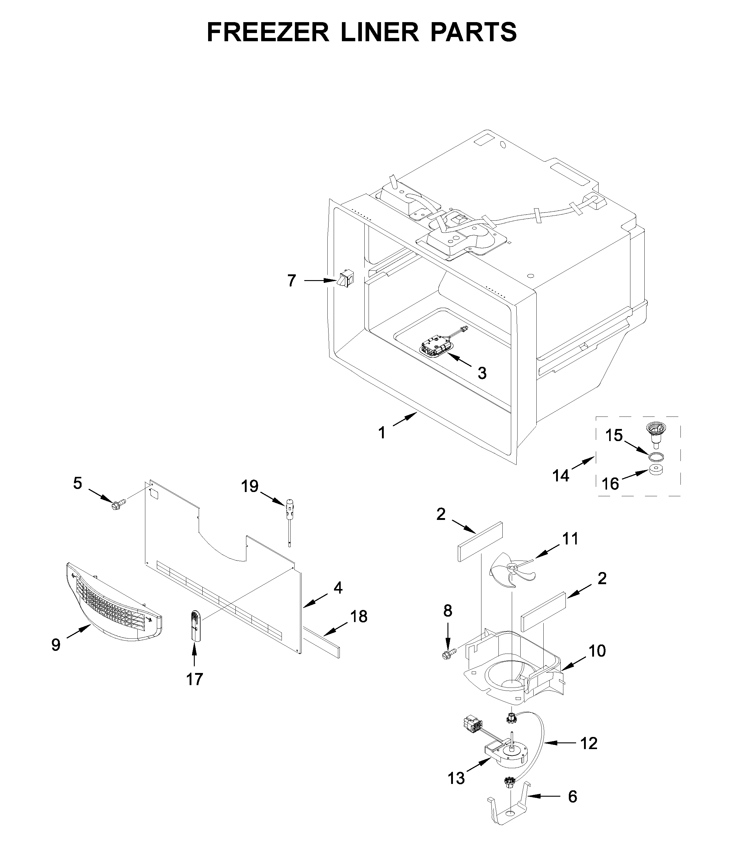 Freezer liner parts