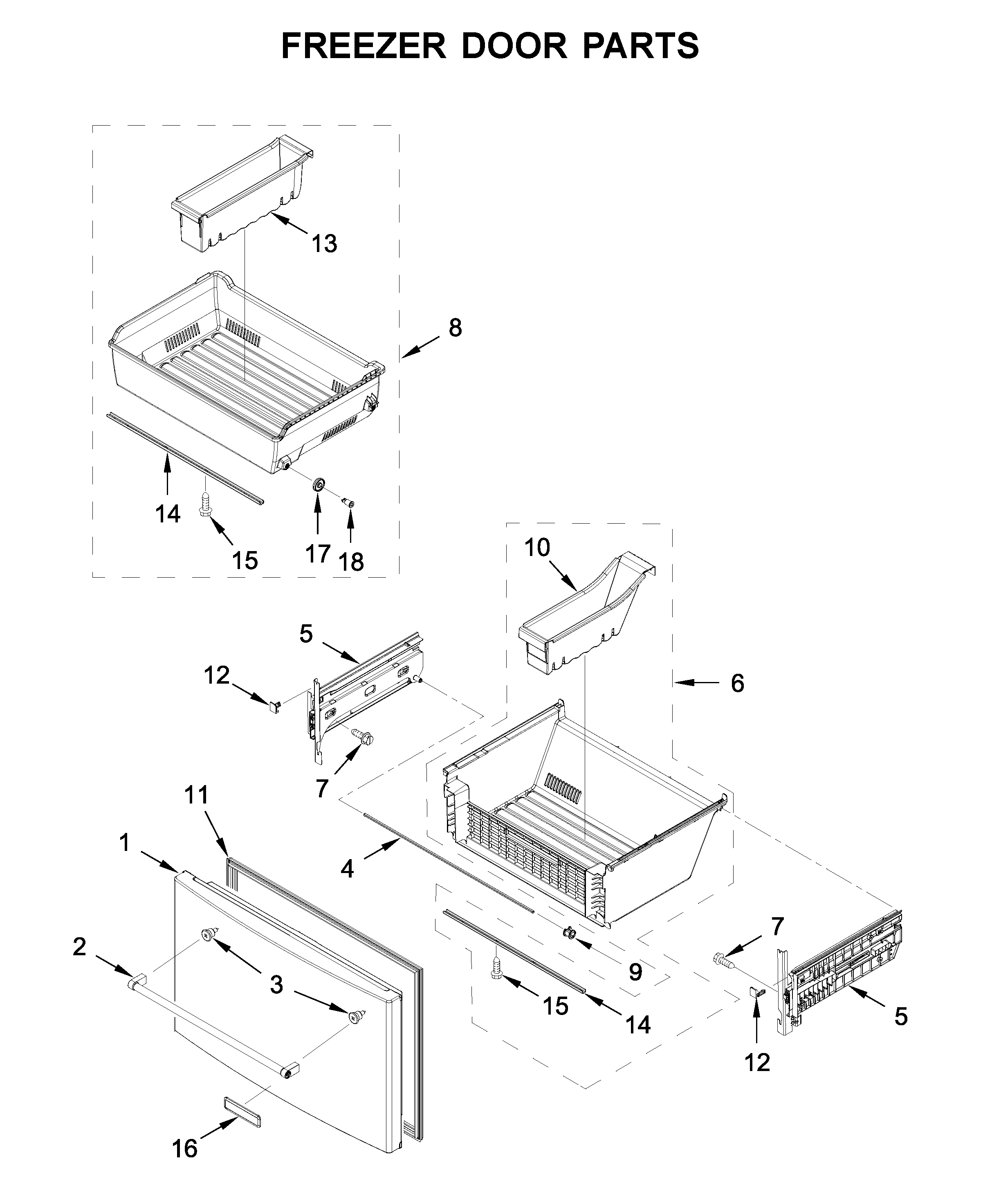 Freezer door parts