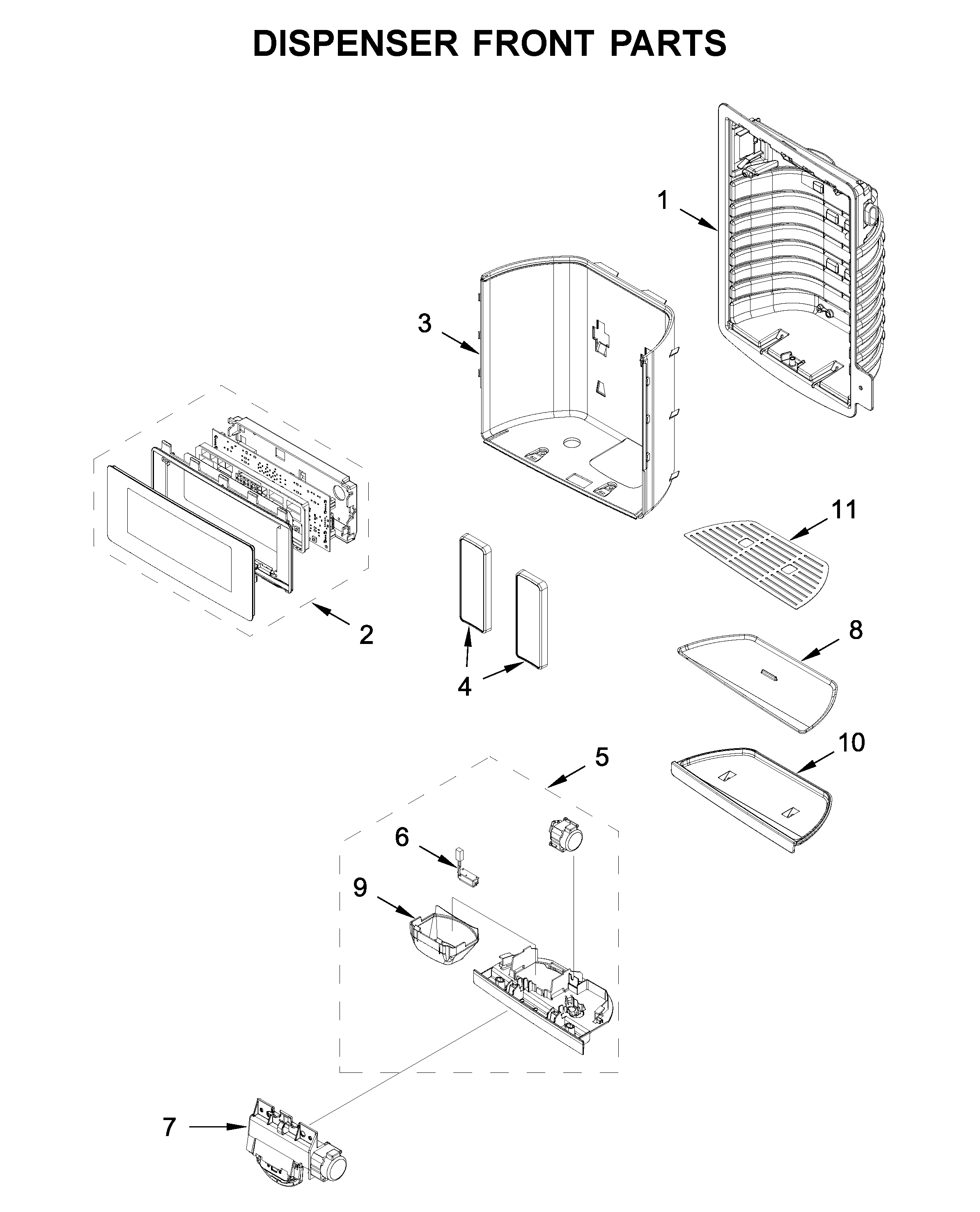 Dispenser front parts