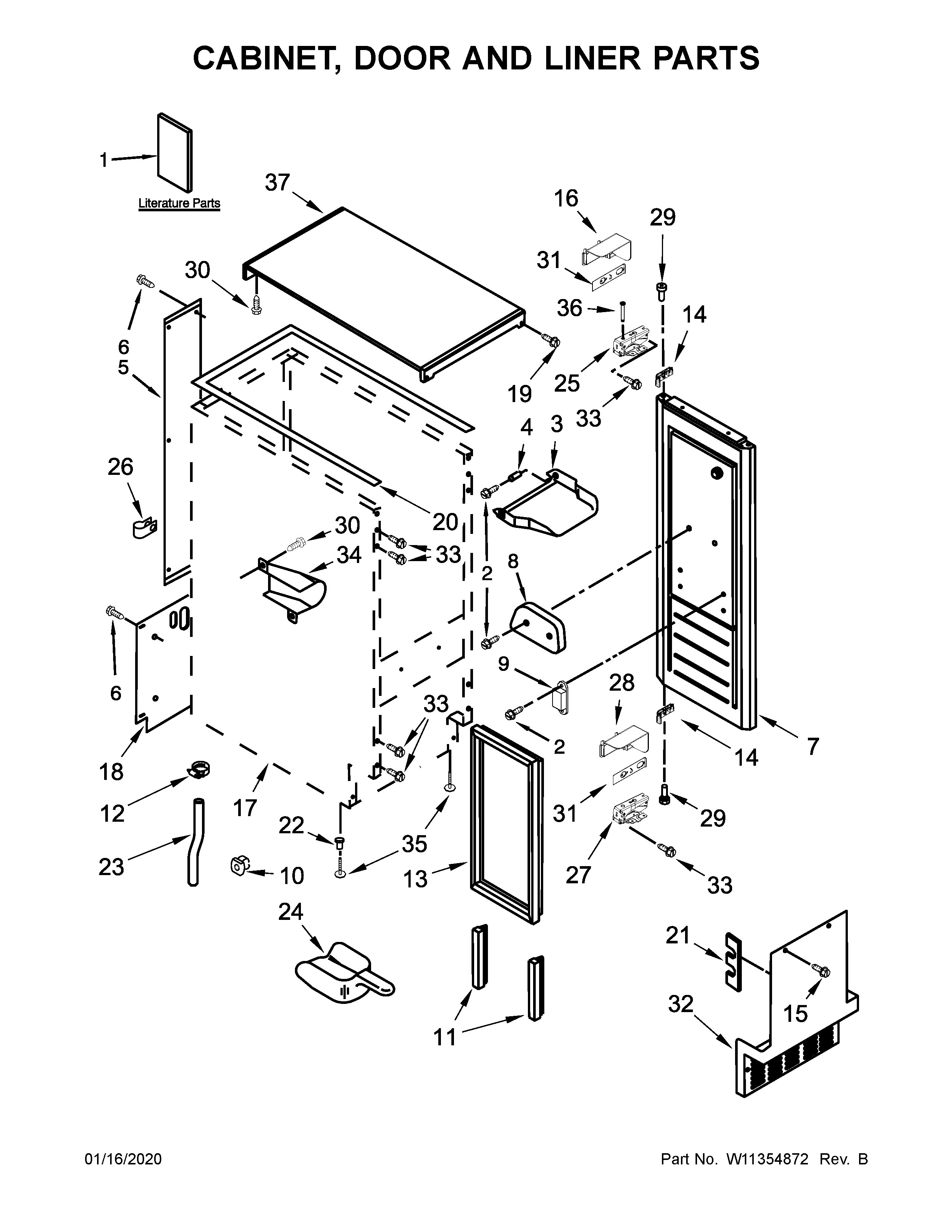 Cabinet, door and liner parts