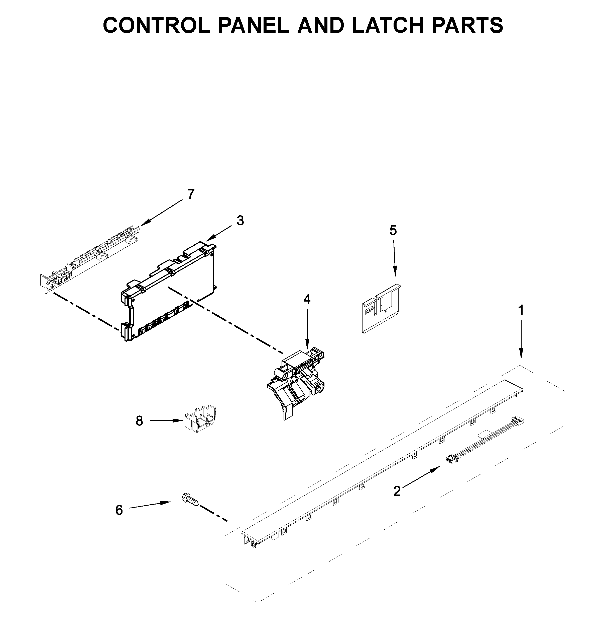 Control panel and latch parts