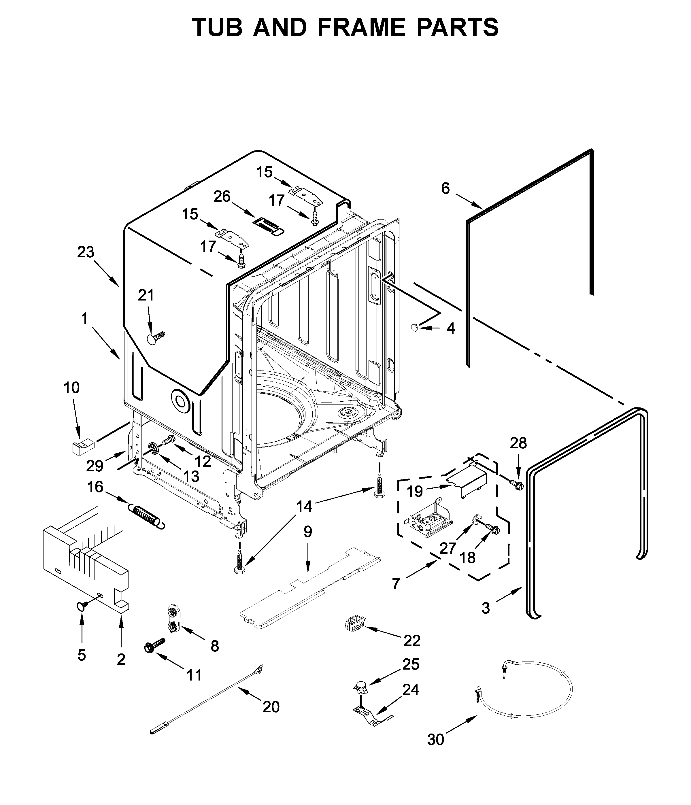 TUB AND FRAME PARTS