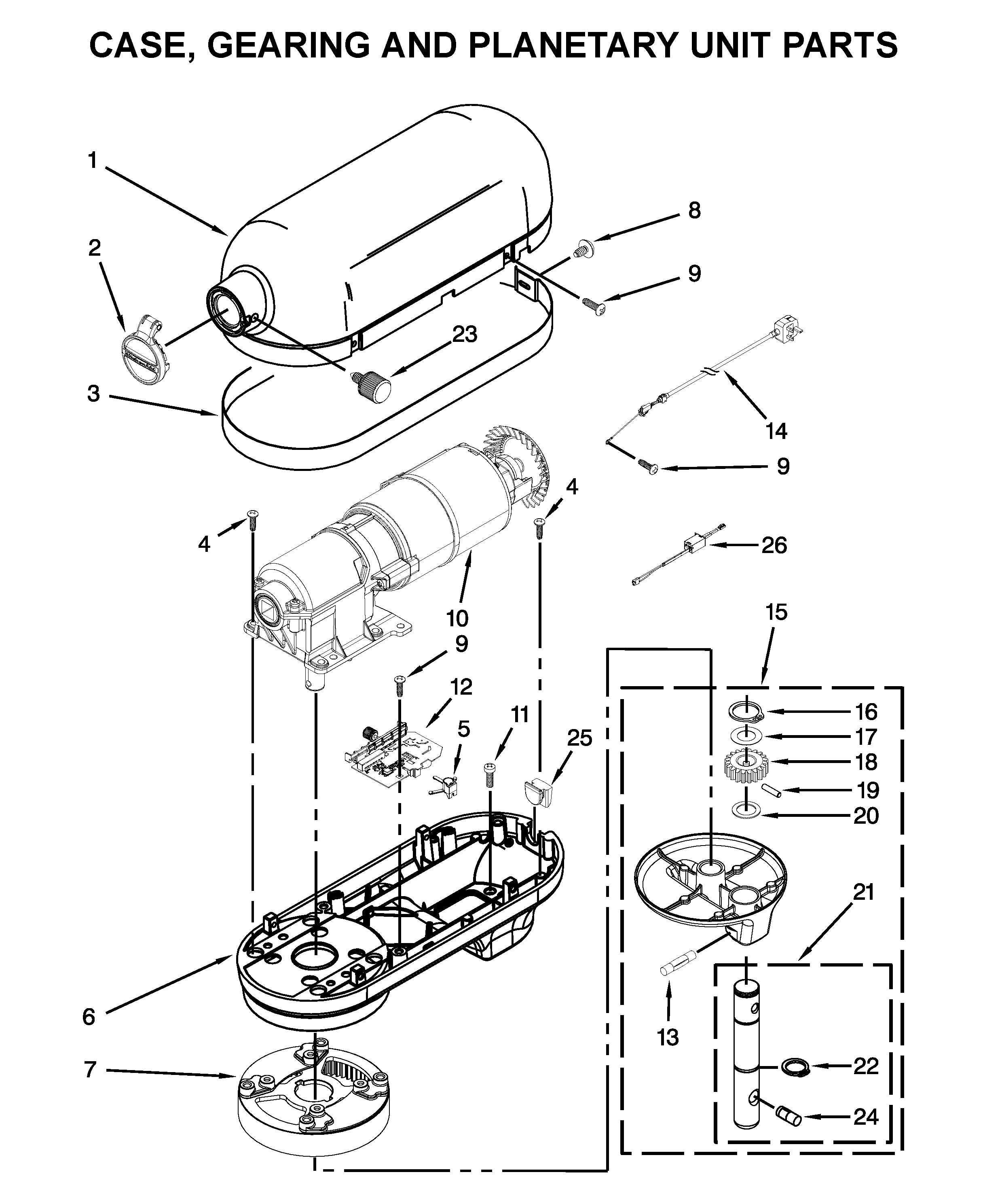 CASE, GEARING AND PLANETARY UNIT PARTS