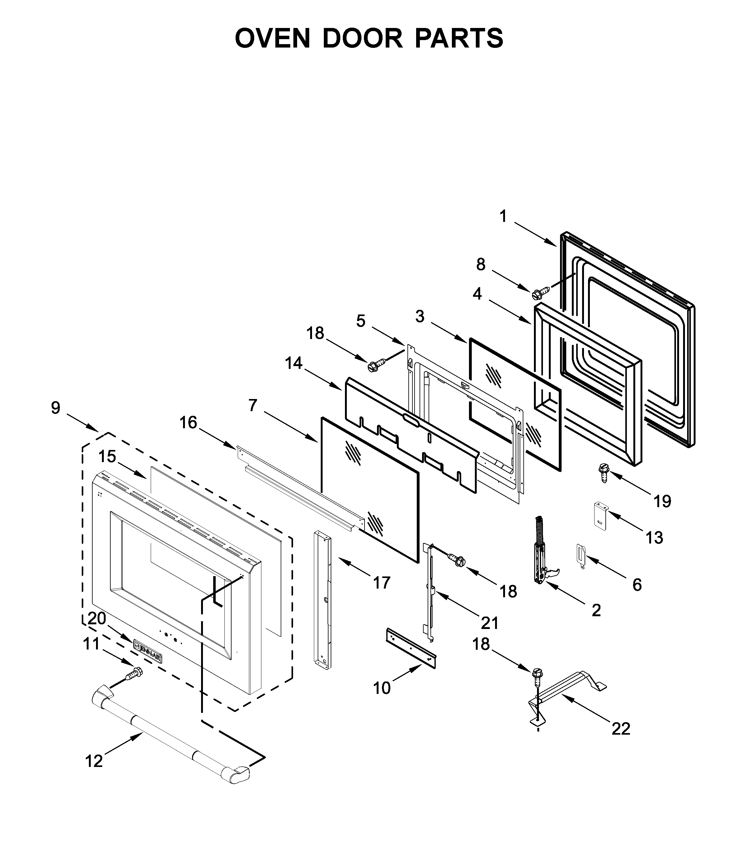 Oven door parts