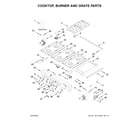 Jenn-Air JGCP548WP02 cooktop, burner and grate parts diagram