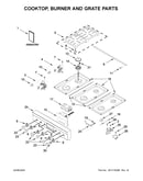 Cooktop, burner and grate parts