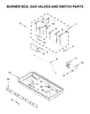 Burner box, gas valves and switch parts