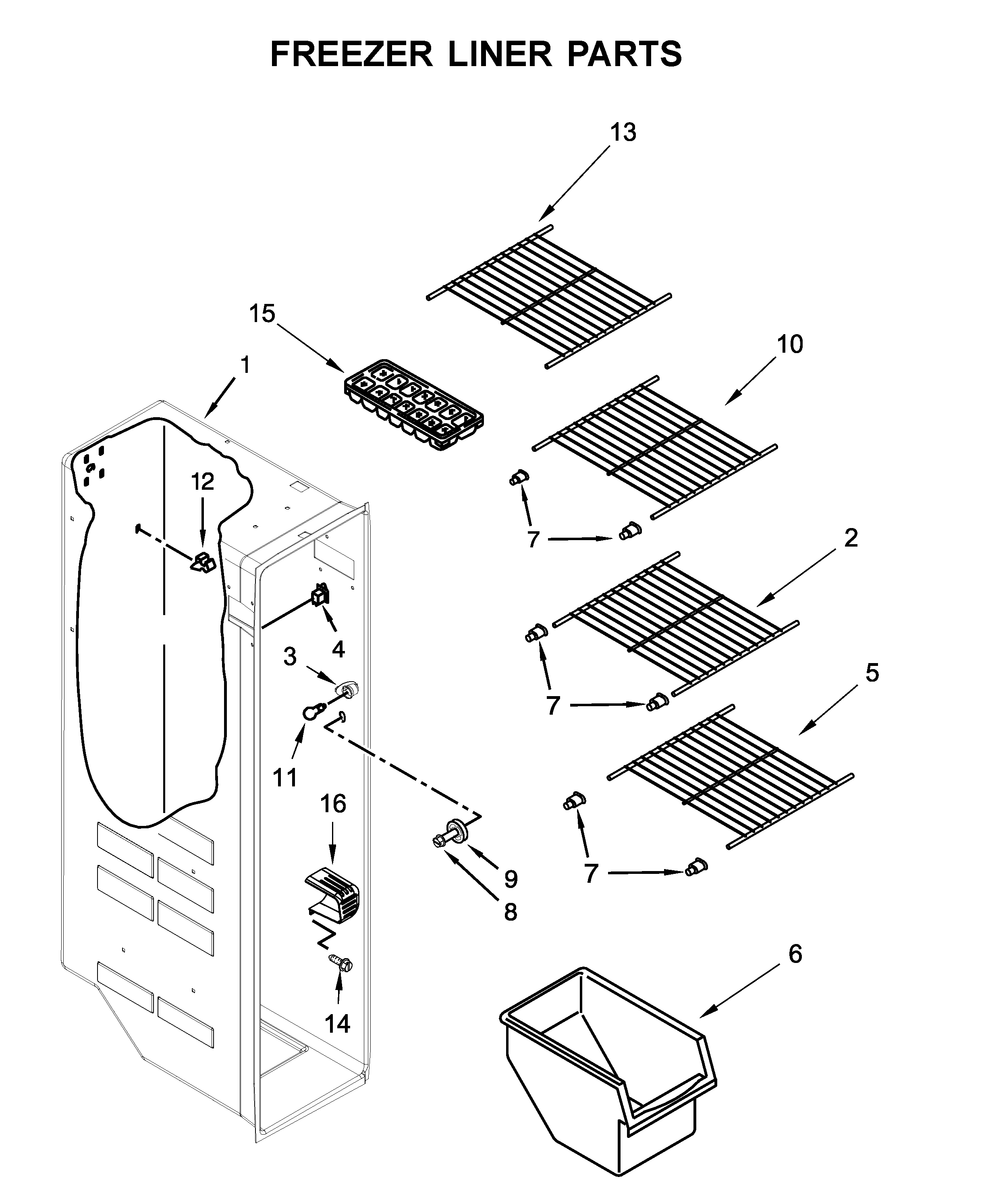 Freezer liner parts
