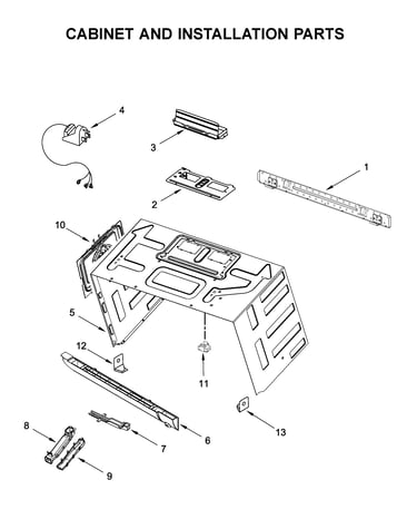 Cabinet and installation parts