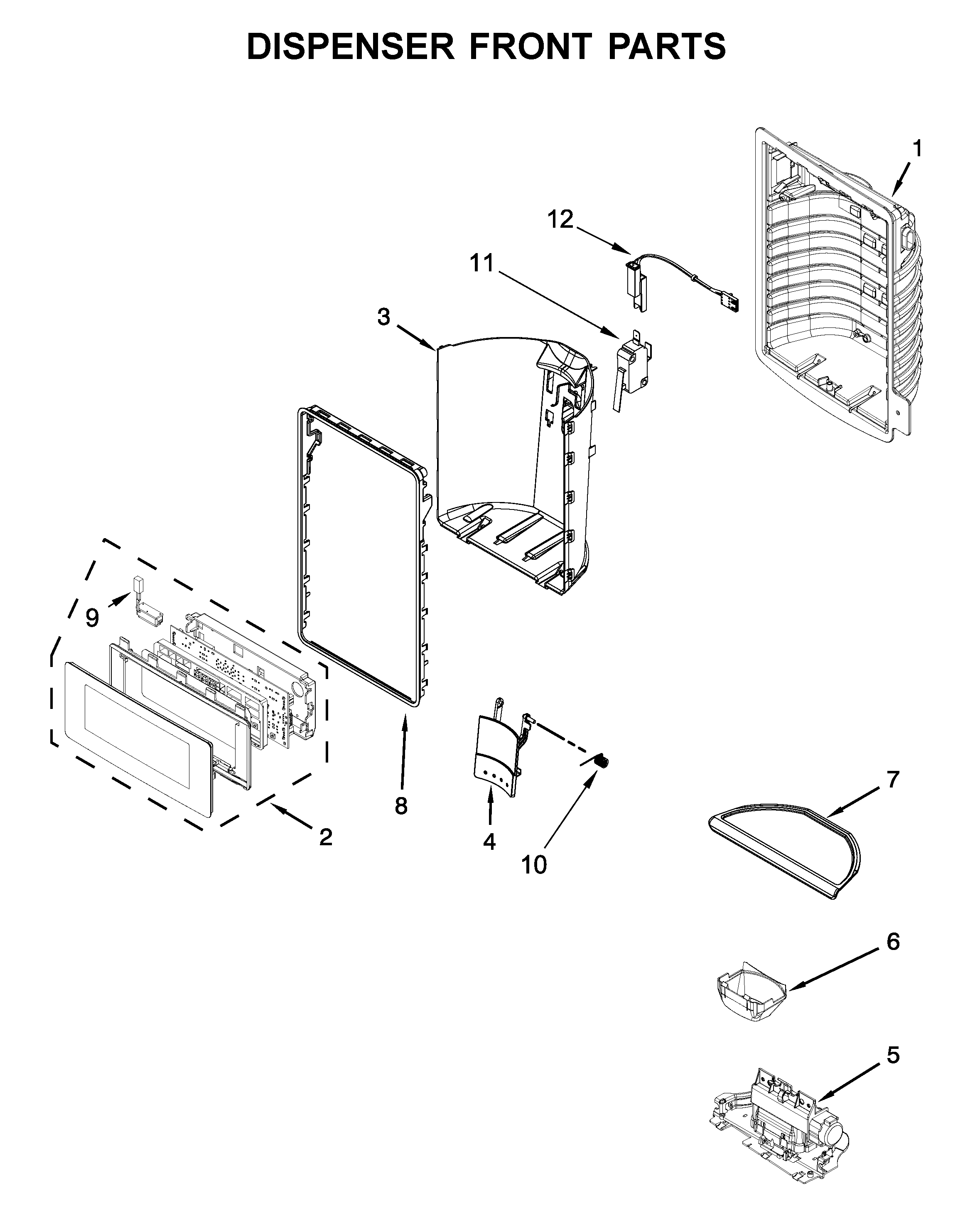 Dispenser front parts