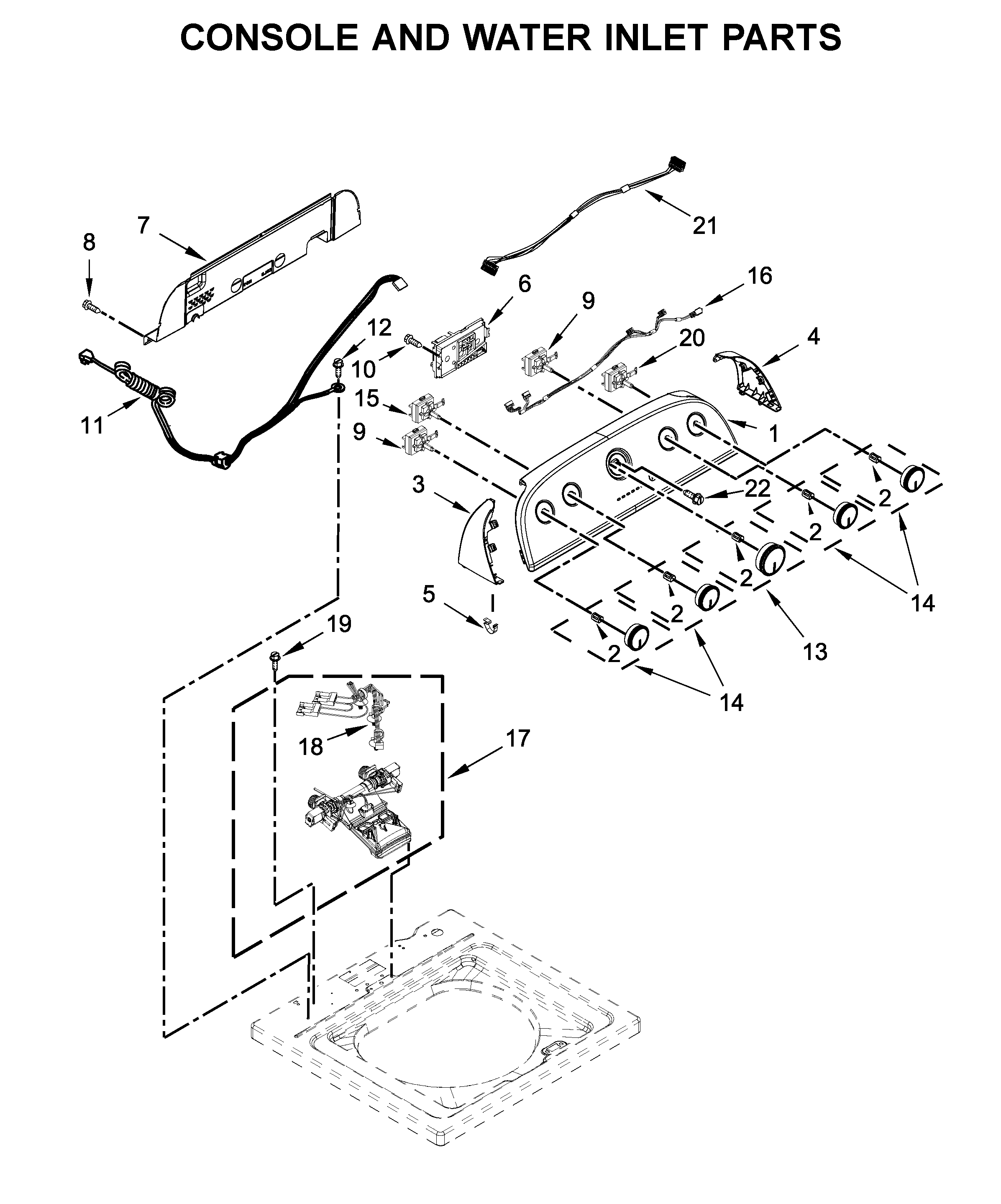 CONSOLE AND WATER INLET PARTS